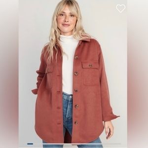 Women's Rust Colored Soft-Brushed Utility Shacket Large Old Navy